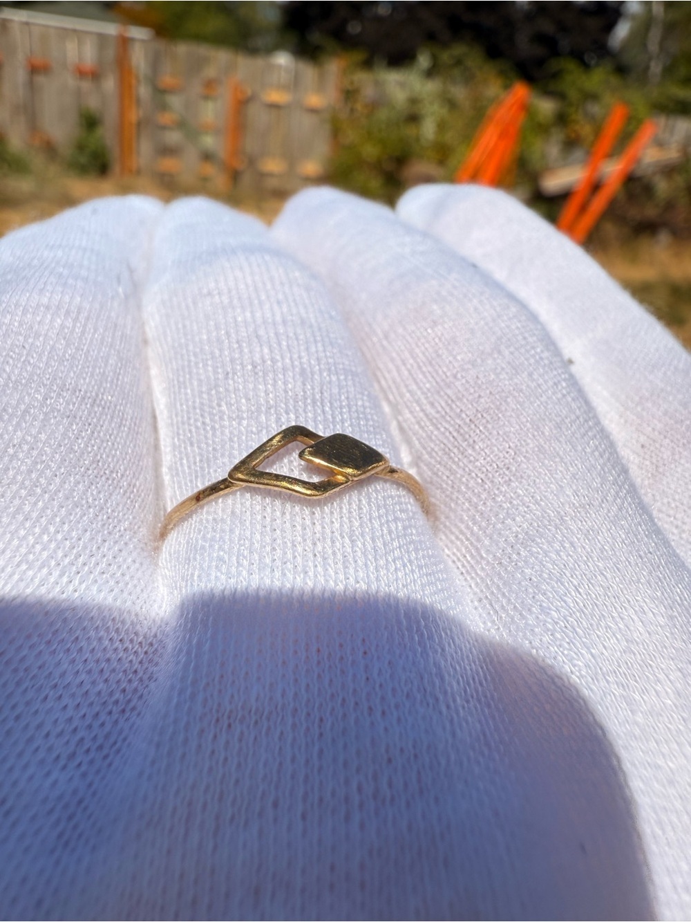 14k Solid Gold Vintage Minimalist Interlocking Geometric Diamond Shape Ring! Sz9 - Picture 6 of 8